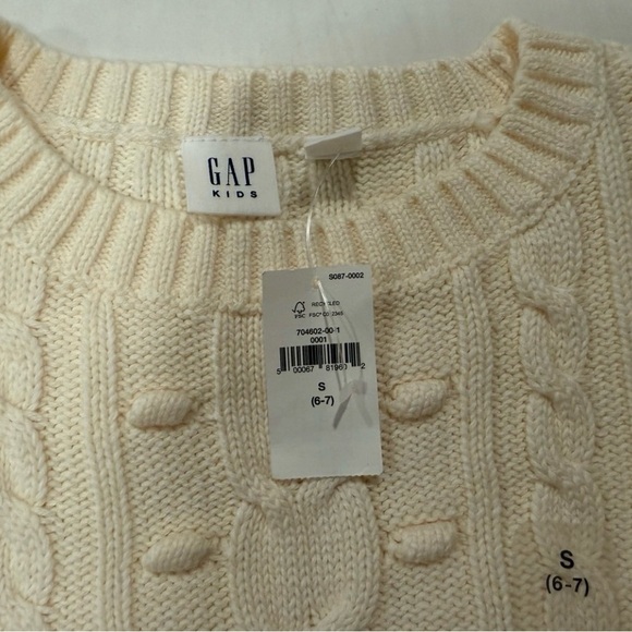 Gap Kids Girls 100% Cotton Cable Sweater in Ivory Frost size S (6-7) - Picture 3 of 7